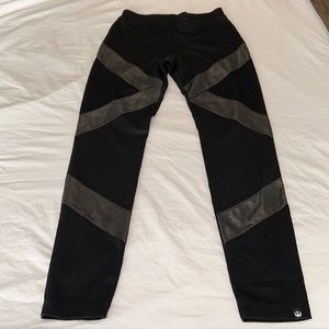 Moto Leggings with Faux Leather Accents, Black